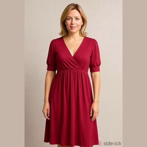 EUC Women's Motherhood Maternity Red V-Neck Short Sleeve Dress Size M